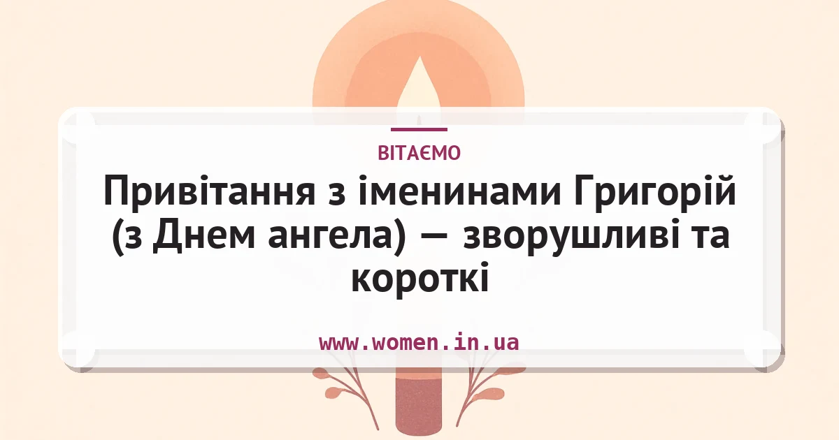 Привітання з іменинами Григорій (з Днем ангела) — зворушливі та короткі — листівка з підписом