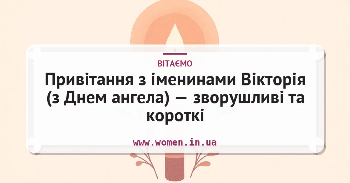 Привітання з іменинами Вікторія (з Днем ангела) — зворушливі та короткі — листівка з підписом